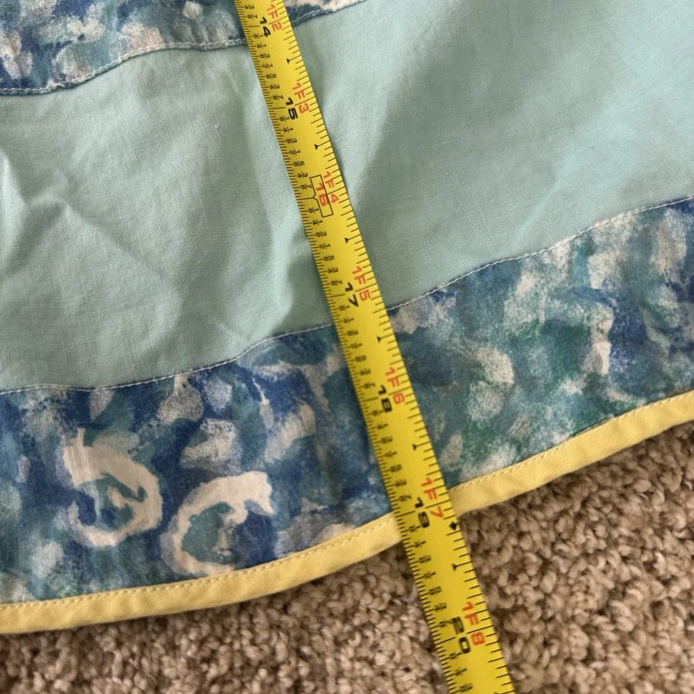 Lot Of 2 Vintage Half Apron Handmade Pockets Tie Back Farmhouse Floral Blue